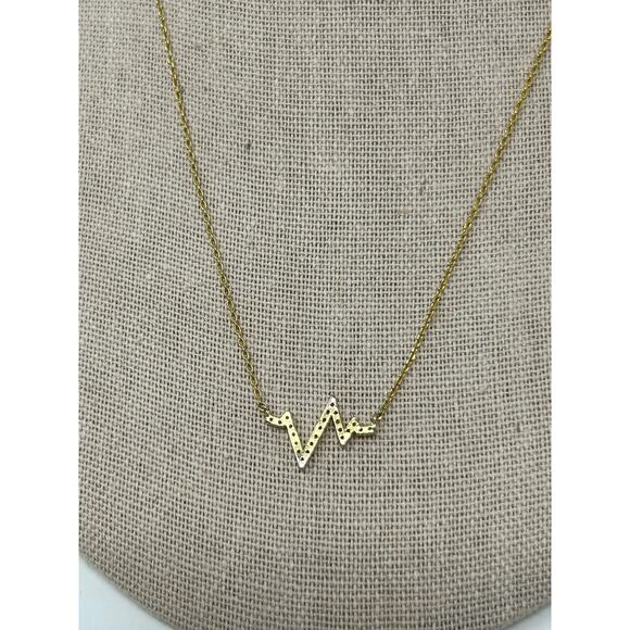 Gold Tone Heartbeat Necklace - Picture 5 of 7